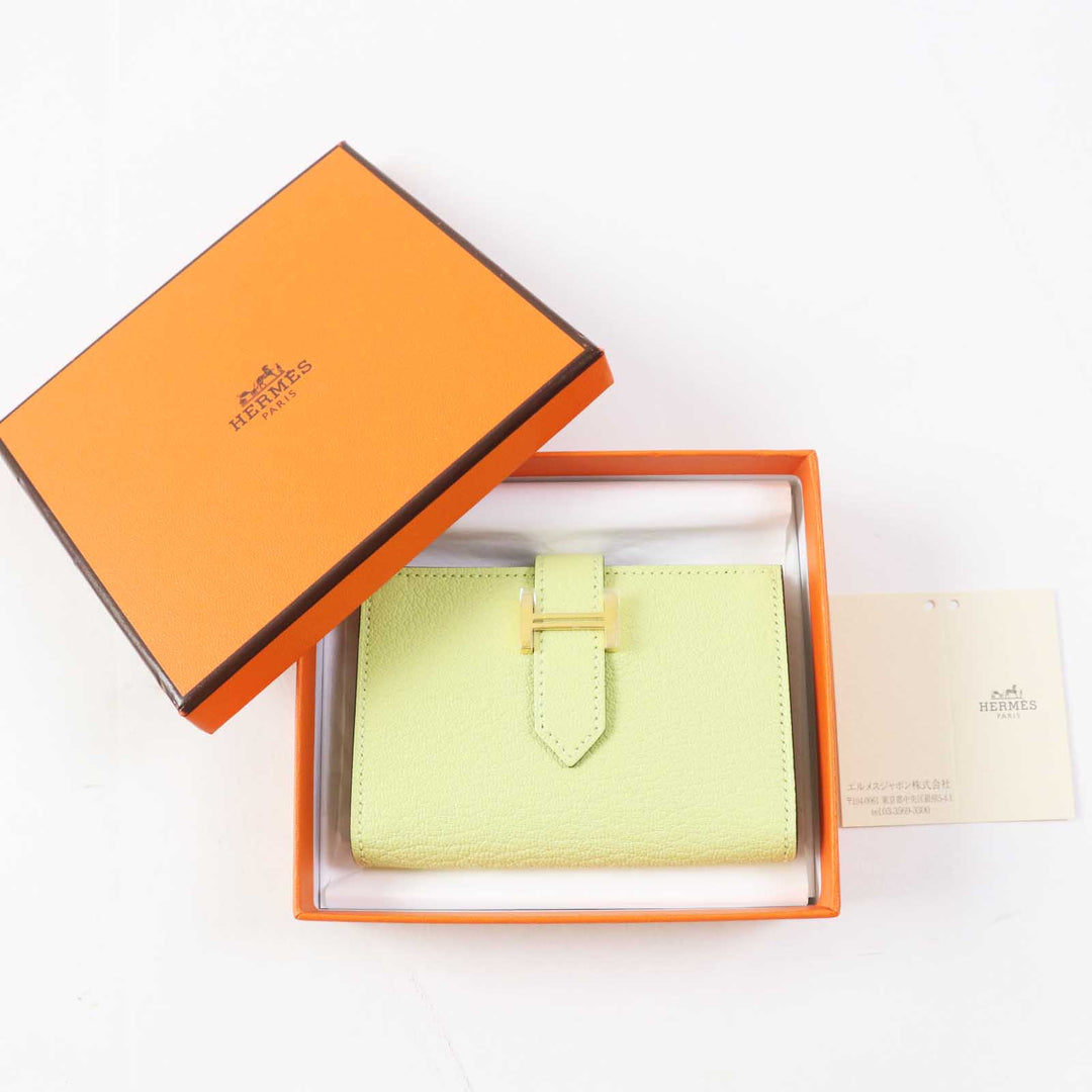 HERMES Card Case Shave Jones Bourjon Bearn Mini Women Used Authentic