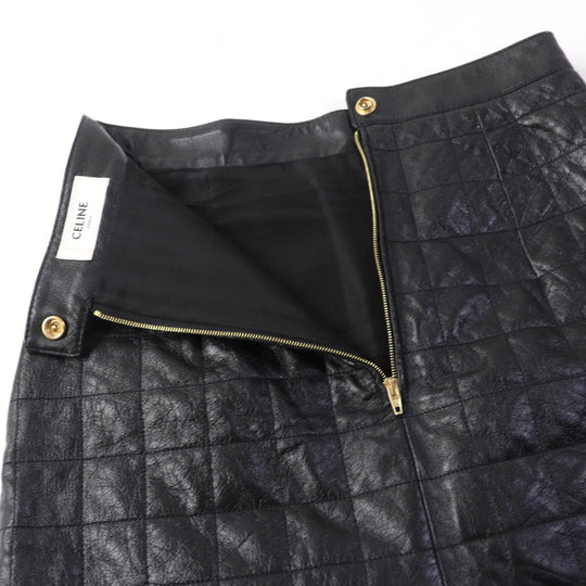 CELINE Mini skirt 2H251978E Main: Lamb leather Lining: 100% silk Pocket lining: 100% cotton Filling: 100% polyester Embroidery: 100% polyester black Women 36 Used Authentic
