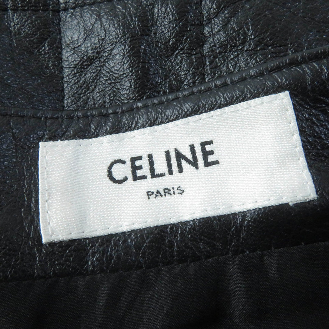 CELINE Mini skirt 2H251978E Main: Lamb leather Lining: 100% silk Pocket lining: 100% cotton Filling: 100% polyester Embroidery: 100% polyester black Women 36 Used Authentic