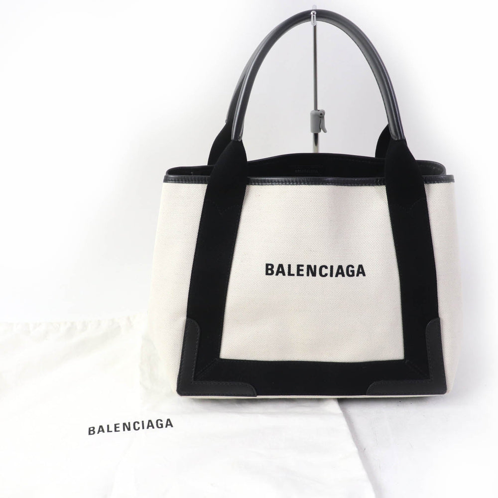 BALENCIAGA Handbag 339933 Main: Cotton canvas, calfskin beige Small cabas Women Used Authentic