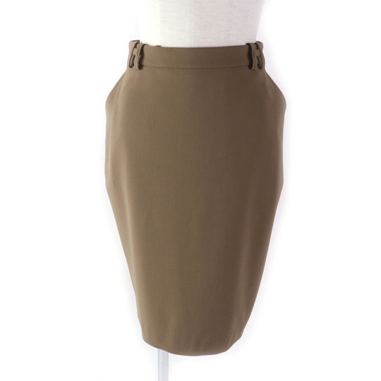HERMES Tight Skirt Outer: 96% wool, Outer: 4% polyurethane, Lining: 100% silk Brown Women 34 Used Authentic