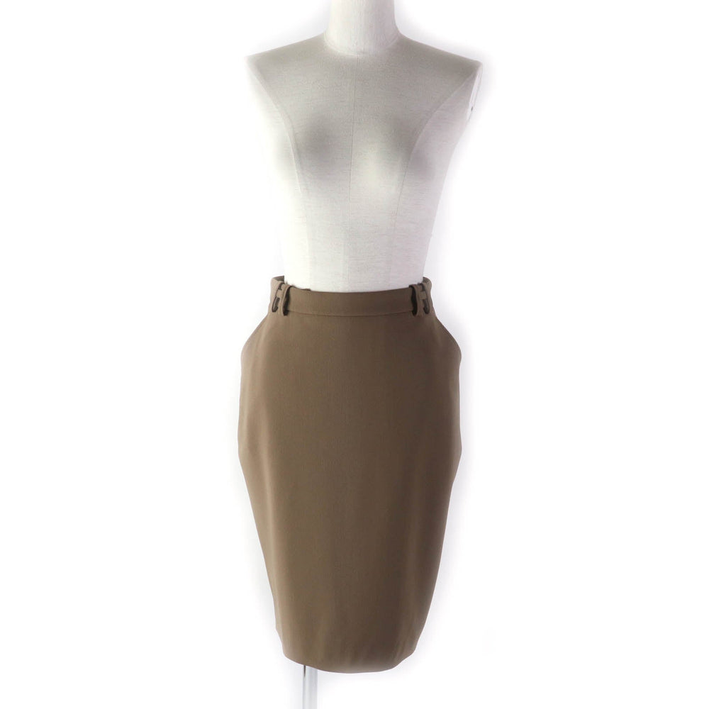 HERMES Tight Skirt Outer: 96% wool, Outer: 4% polyurethane, Lining: 100% silk Brown Women 34 Used Authentic