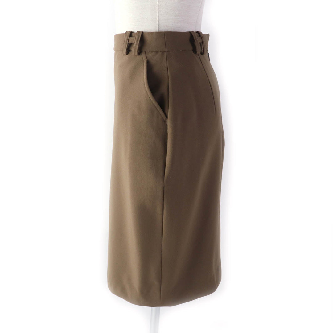 HERMES Tight Skirt Outer: 96% wool, Outer: 4% polyurethane, Lining: 100% silk Brown Women 34 Used Authentic