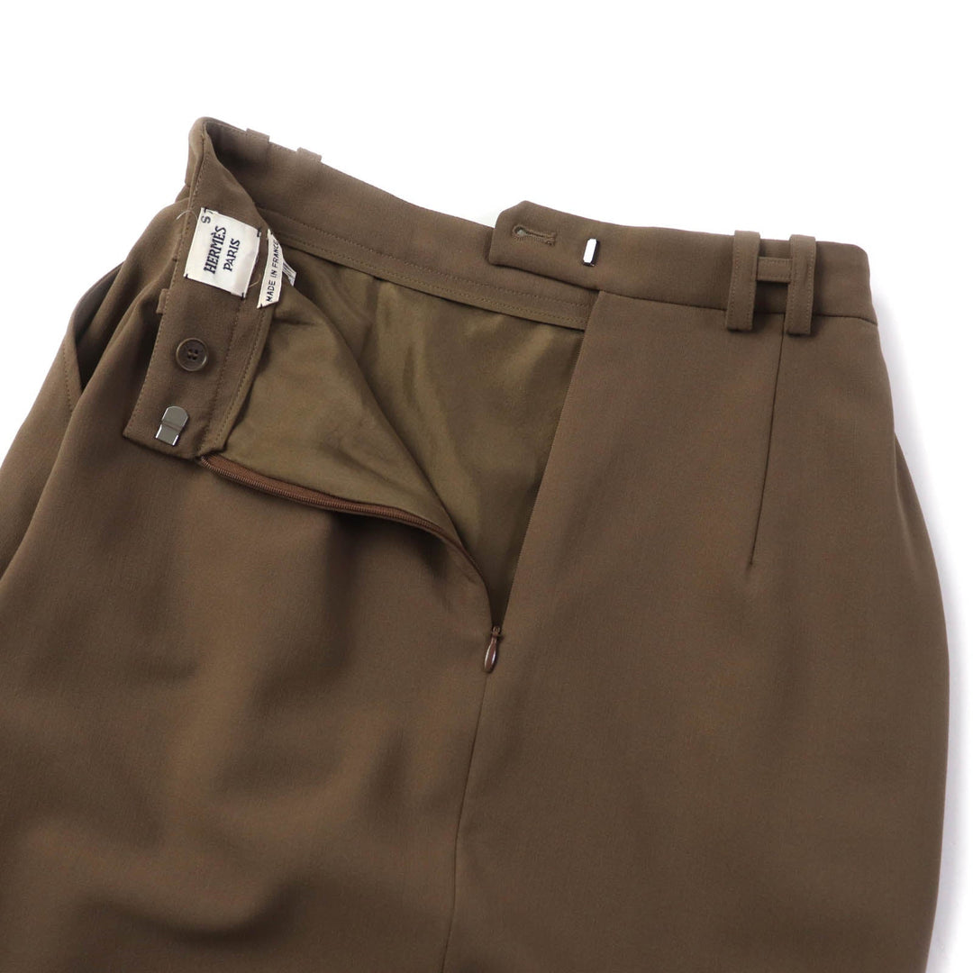 HERMES Tight Skirt Outer: 96% wool, Outer: 4% polyurethane, Lining: 100% silk Brown Women 34 Used Authentic