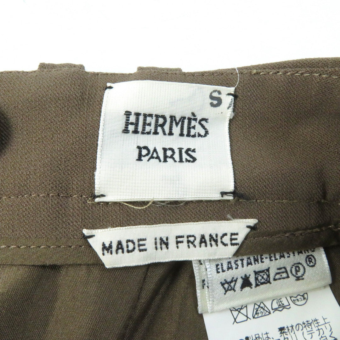HERMES Tight Skirt Outer: 96% wool, Outer: 4% polyurethane, Lining: 100% silk Brown Women 34 Used Authentic