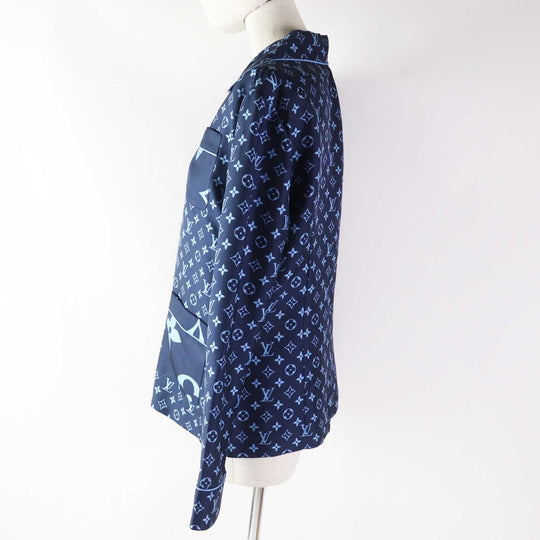 LOUIS VUITTON Long sleeve shirt Outer: 100% silk, Lining: 100% silk Navy light blue Women 34 Used Authentic