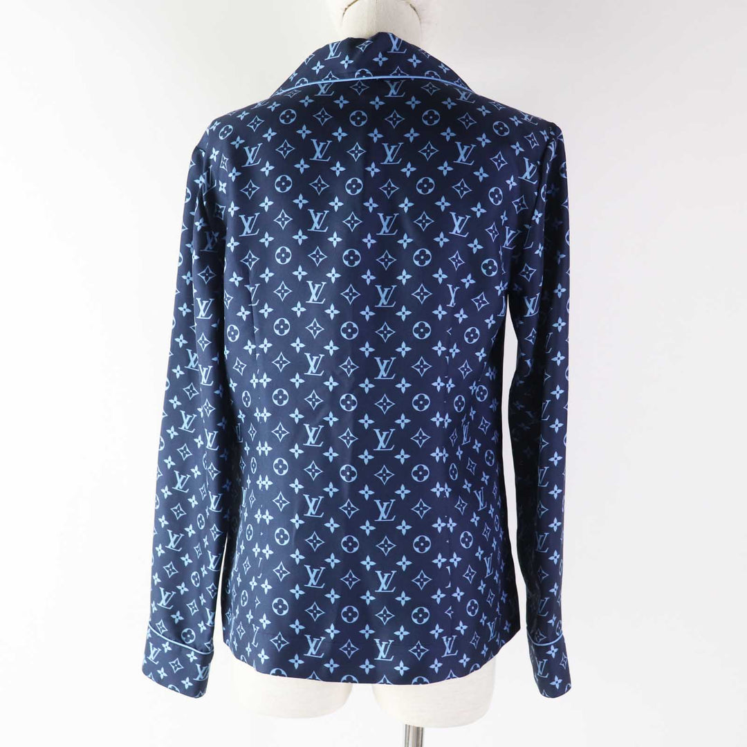 LOUIS VUITTON Long sleeve shirt Outer: 100% silk, Lining: 100% silk Navy light blue Women 34 Used Authentic