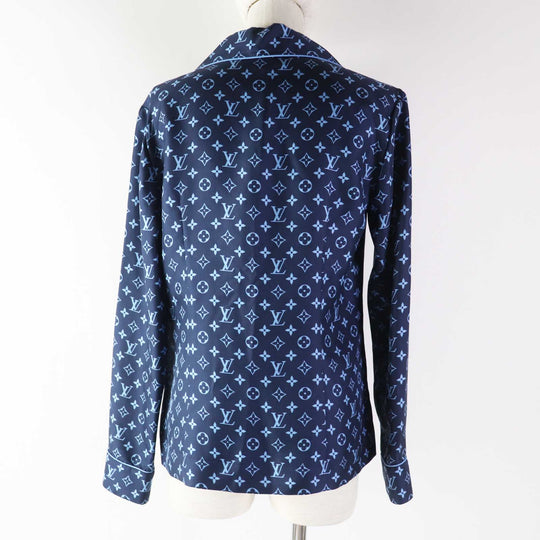 LOUIS VUITTON Long sleeve shirt Outer: 100% silk, Lining: 100% silk Navy light blue Women 34 Used Authentic