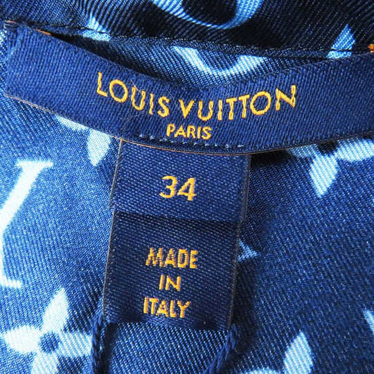LOUIS VUITTON Long sleeve shirt Outer: 100% silk, Lining: 100% silk Navy light blue Women 34 Used Authentic