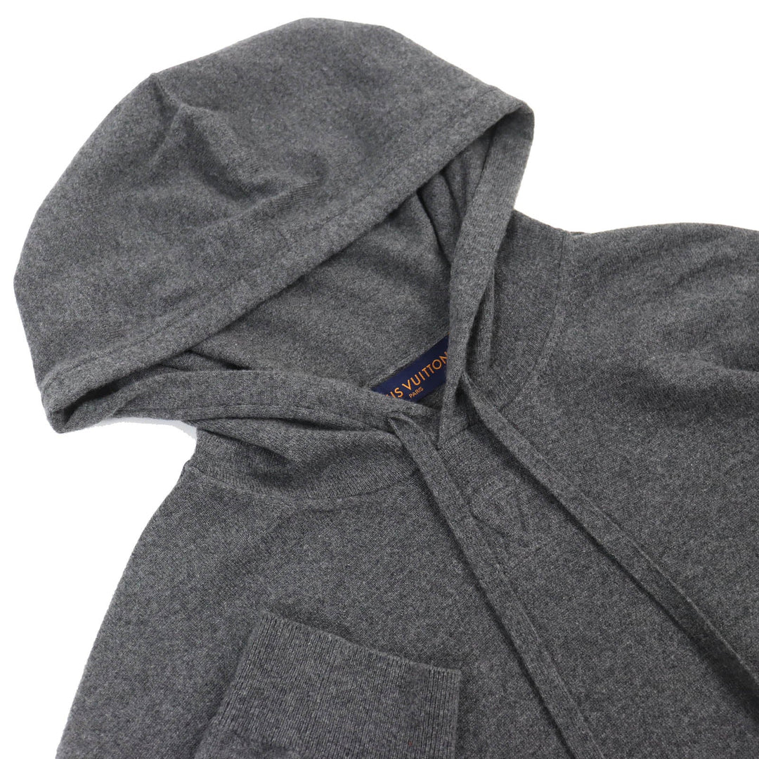 LOUIS VUITTON Hoodie Main: 98% cashmere, Main: 1% silk, Main: 1% nylon gray mens XL Used Authentic