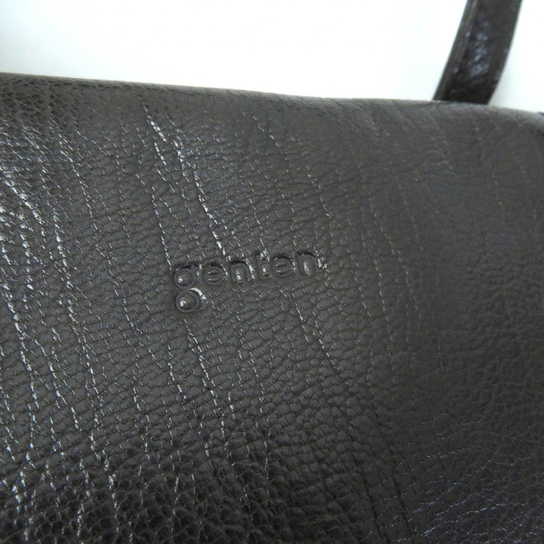 genten Tote Bag Main: Leather Brown Women Used Authentic
