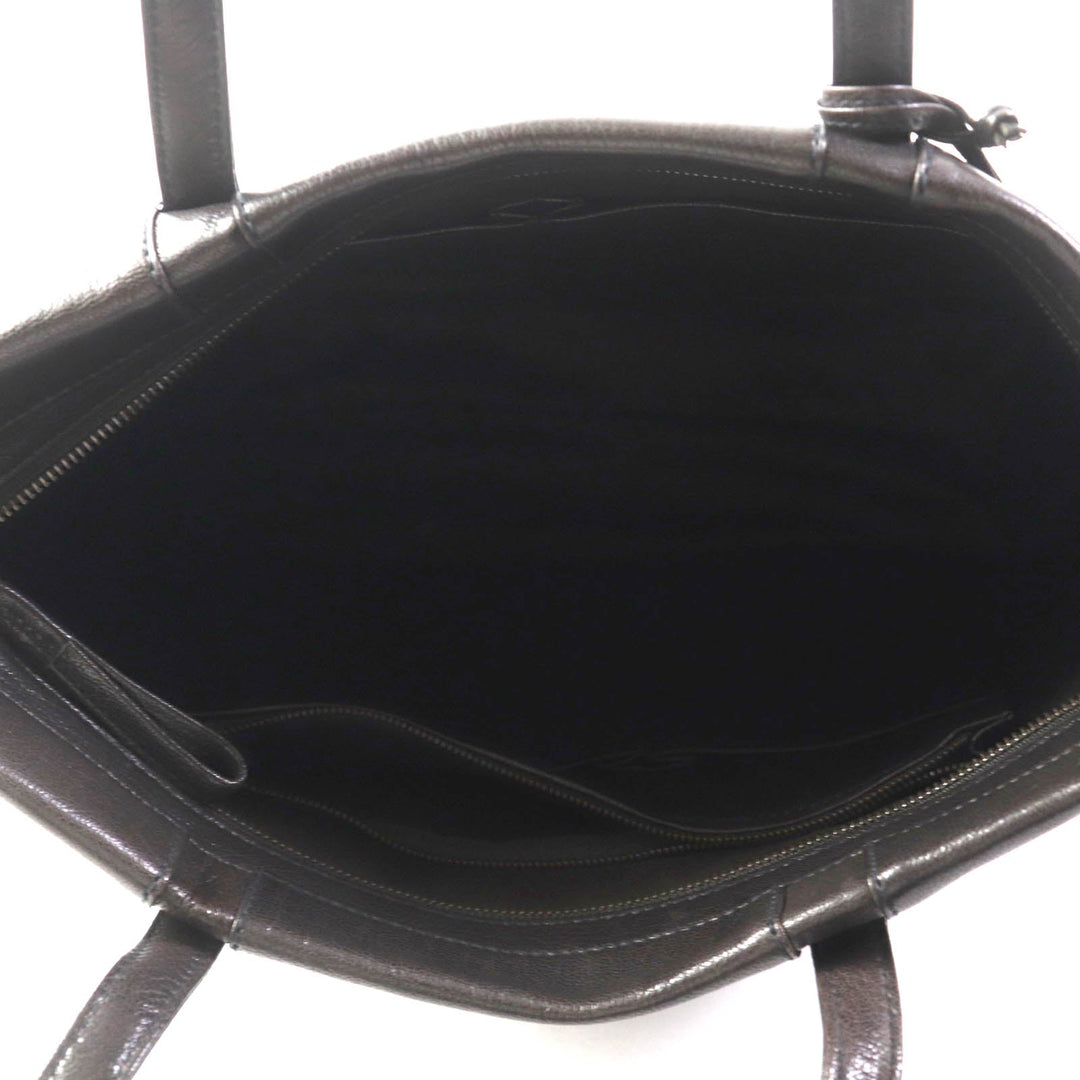 genten Tote Bag Main: Leather Brown Women Used Authentic