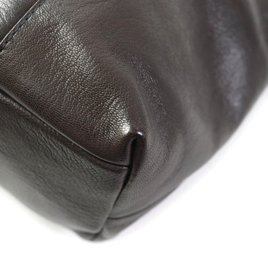 genten Tote Bag Main: Leather Brown Women Used Authentic