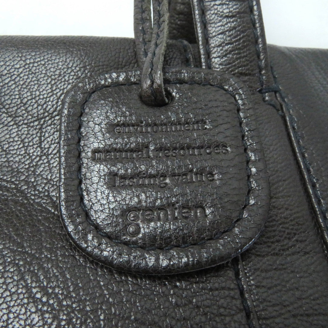 genten Tote Bag Main: Leather Brown Women Used Authentic
