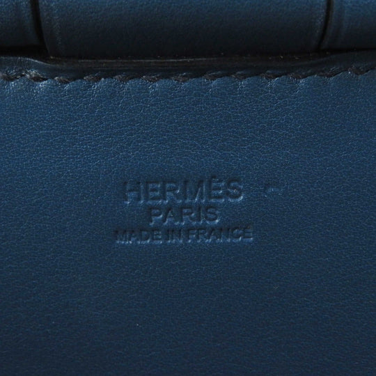 HERMES Shoulder Bag Swift Ocea Blue type Natural fishing basket Women Used Authentic