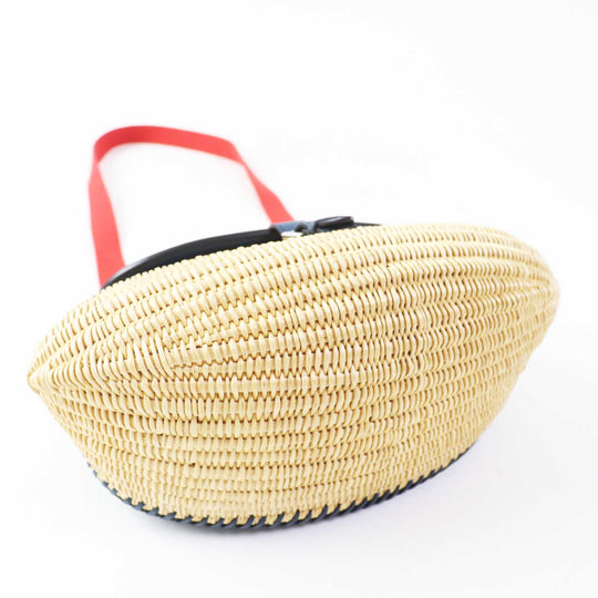 HERMES Shoulder Bag Swift Ocea Blue type Natural fishing basket Women Used Authentic