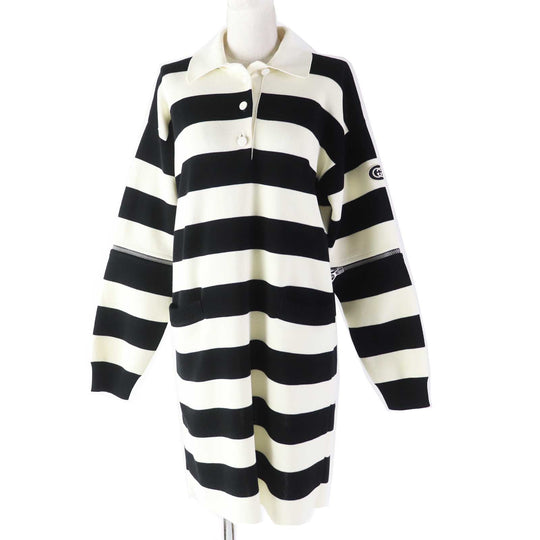 GUCCI one piece 731592 Outer: 100% cotton, Part: 94% cotton, Part: 5% nylon, Part: 1% polyurethane, Applique: 100% polyester White black Women S Used Authentic