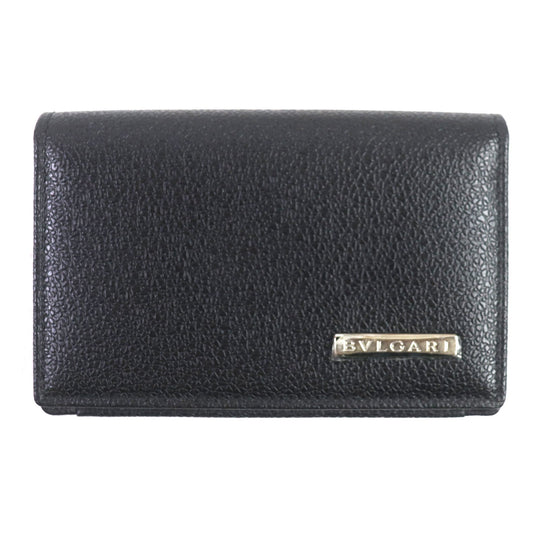 BVLGARI name card holder Main: Leather black mens Used Authentic