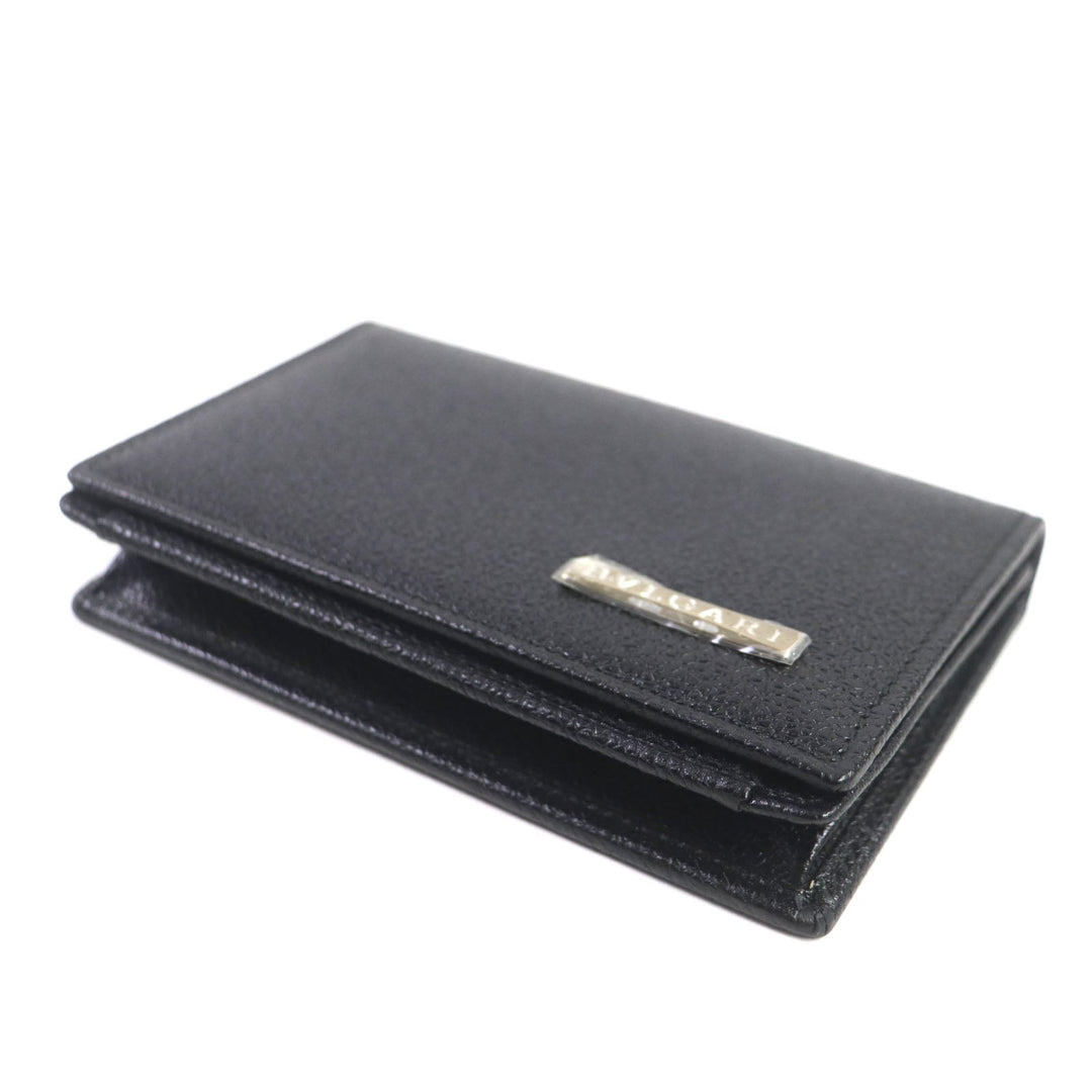 BVLGARI name card holder Main: Leather black mens Used Authentic