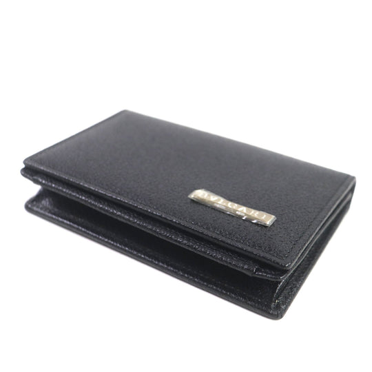 BVLGARI name card holder Main: Leather black mens Used Authentic
