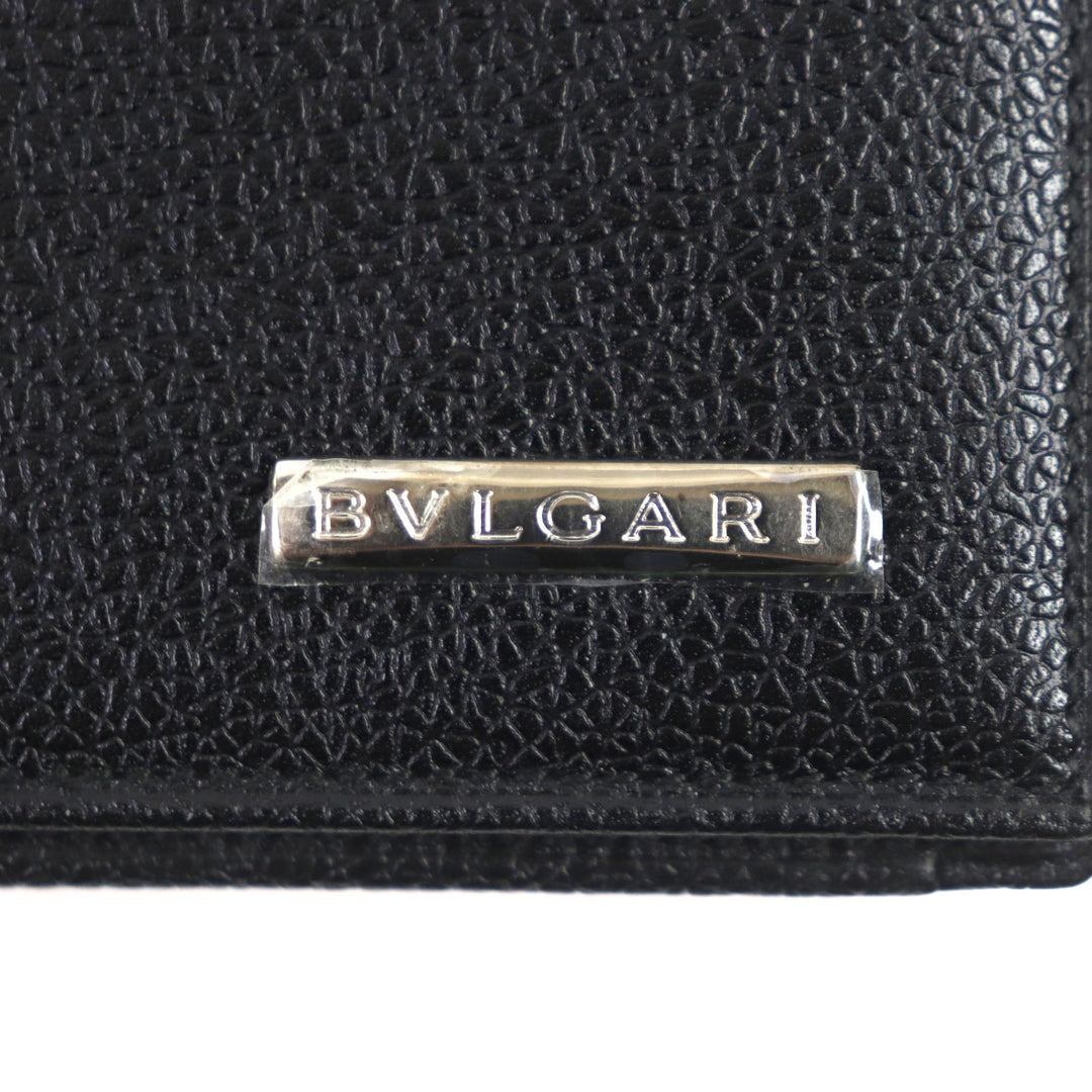 BVLGARI name card holder Main: Leather black mens Used Authentic