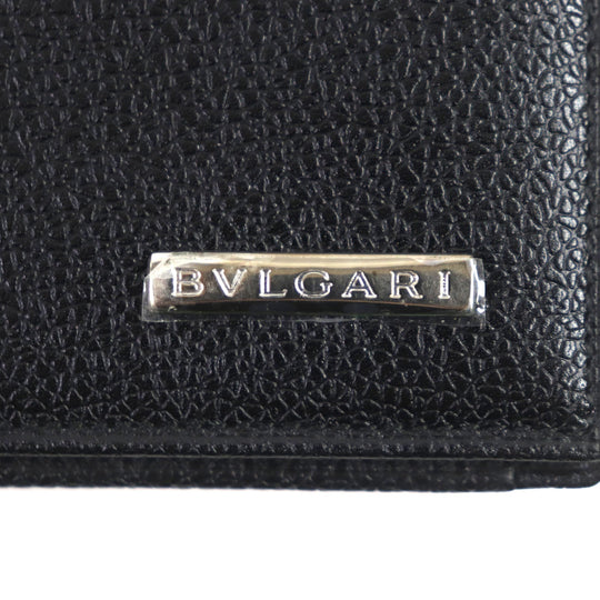 BVLGARI name card holder Main: Leather black mens Used Authentic