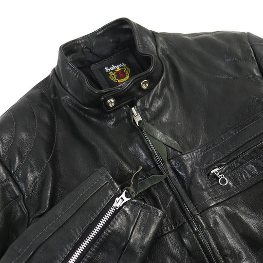 schott Riders jacket 3151036 Outer: goatskin, Lining: 100% cotton, Sleeve lining: 100% polyester black PADDED RIDERS mens L Used Authentic