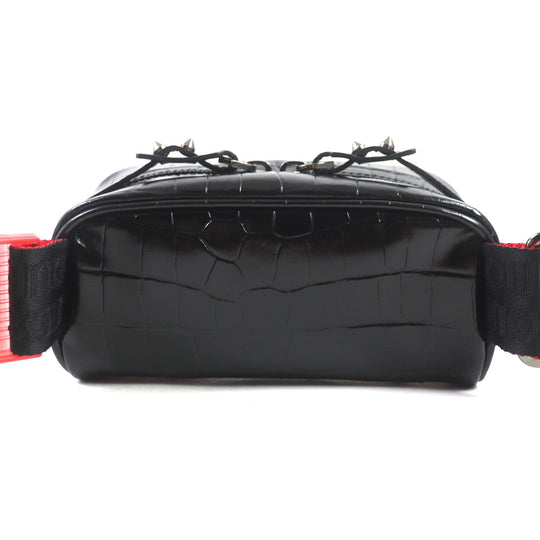 Christian Louboutin Sling bag 1215059 Crocodile embossed leather, gunmetal Black red Blaster mens Used Authentic