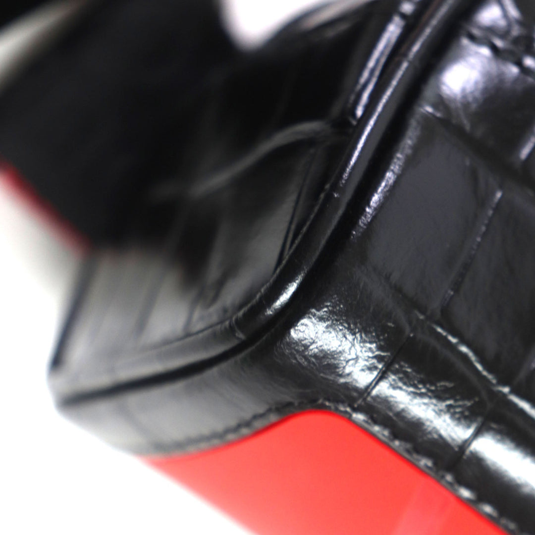 Christian Louboutin Sling bag 1215059 Crocodile embossed leather, gunmetal Black red Blaster mens Used Authentic