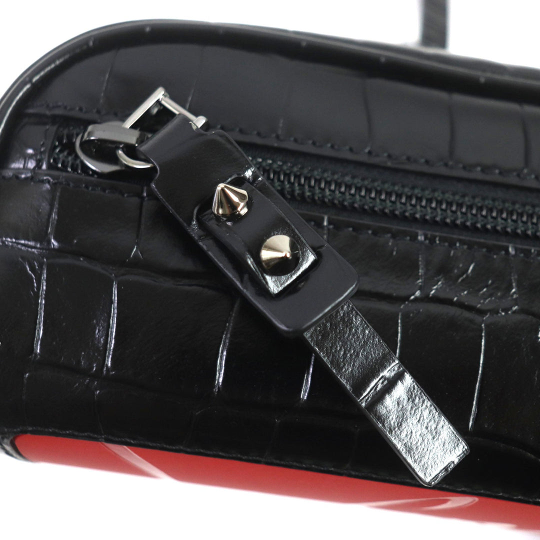 Christian Louboutin Sling bag 1215059 Crocodile embossed leather, gunmetal Black red Blaster mens Used Authentic