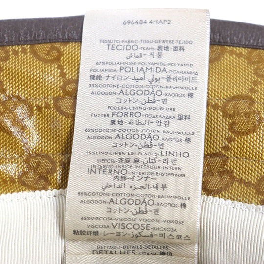 GUCCI hat 696484 Outer: 67% nylon, Outer: 33% cotton, Lining: 65% cotton, Lining: 35% linen, Part: leather, Inner: 55% cotton, 45% rayon Brown type mens Used Authentic