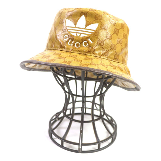 GUCCI hat 696484 Outer: 67% nylon, Outer: 33% cotton, Lining: 65% cotton, Lining: 35% linen, Part: leather, Inner: 55% cotton, 45% rayon Brown type mens Used Authentic