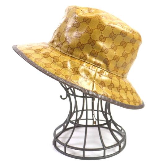 GUCCI hat 696484 Outer: 67% nylon, Outer: 33% cotton, Lining: 65% cotton, Lining: 35% linen, Part: leather, Inner: 55% cotton, 45% rayon Brown type mens Used Authentic