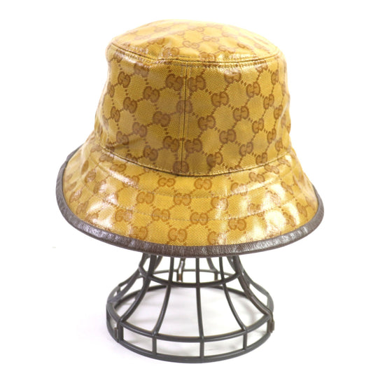 GUCCI hat 696484 Outer: 67% nylon, Outer: 33% cotton, Lining: 65% cotton, Lining: 35% linen, Part: leather, Inner: 55% cotton, 45% rayon Brown type mens Used Authentic
