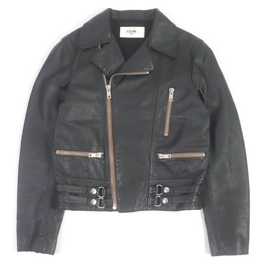 CELINE Riders jacket 2E467297D Main: Leather, Lining: 70% Cupra, Lining: 30% Cotton black mens 44 Used Authentic