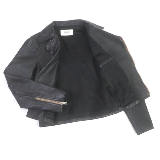 CELINE Riders jacket 2E467297D Main: Leather, Lining: 70% Cupra, Lining: 30% Cotton black mens 44 Used Authentic