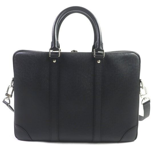 LOUIS VUITTON Briefcase M30975 Taiga Leather black Taiga Porte Documan Voyagej mens Used Authentic