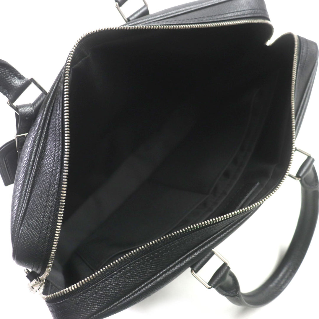 LOUIS VUITTON Briefcase M30975 Taiga Leather black Taiga Porte Documan Voyagej mens Used Authentic