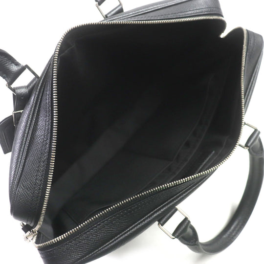 LOUIS VUITTON Briefcase M30975 Taiga Leather black Taiga Porte Documan Voyagej mens Used Authentic