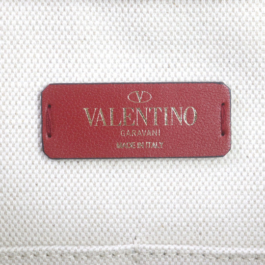 VALENTINO Tote Bag Canvas, Leather White black VLTN mens(Unisex) Used Authentic