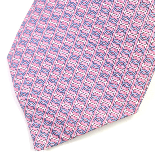 HERMES tie 606134 Main: 100% silk Pink light blue mens Used Authentic