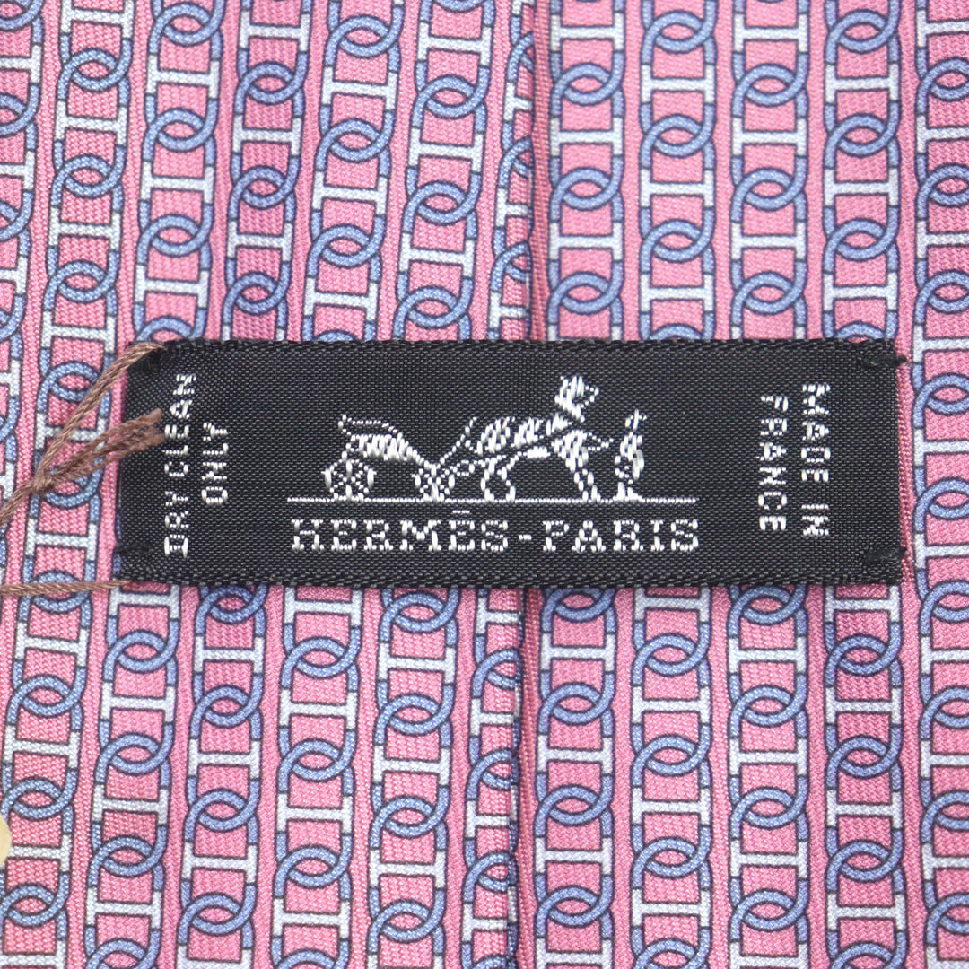 HERMES tie 606134 Main: 100% silk Pink light blue mens Used Authentic
