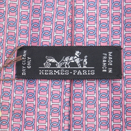 HERMES tie 606134 Main: 100% silk Pink light blue mens Used Authentic