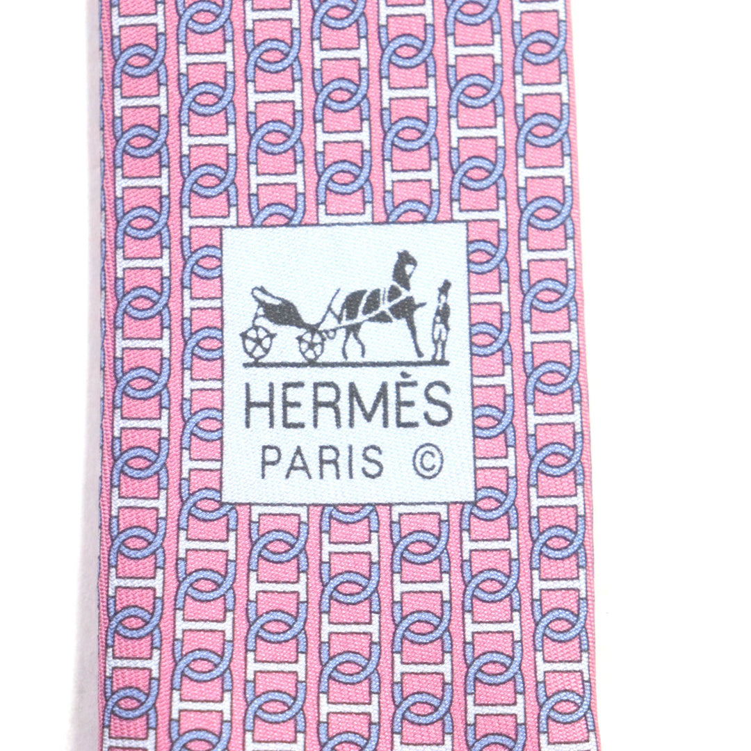 HERMES tie 606134 Main: 100% silk Pink light blue mens Used Authentic