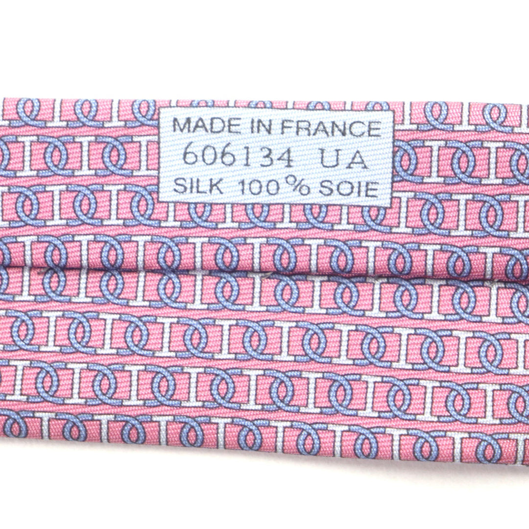 HERMES tie 606134 Main: 100% silk Pink light blue mens Used Authentic