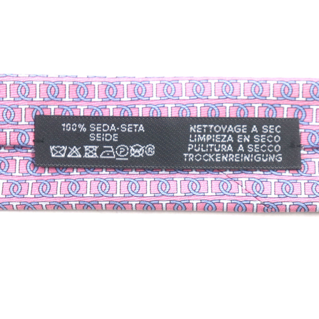 HERMES tie 606134 Main: 100% silk Pink light blue mens Used Authentic