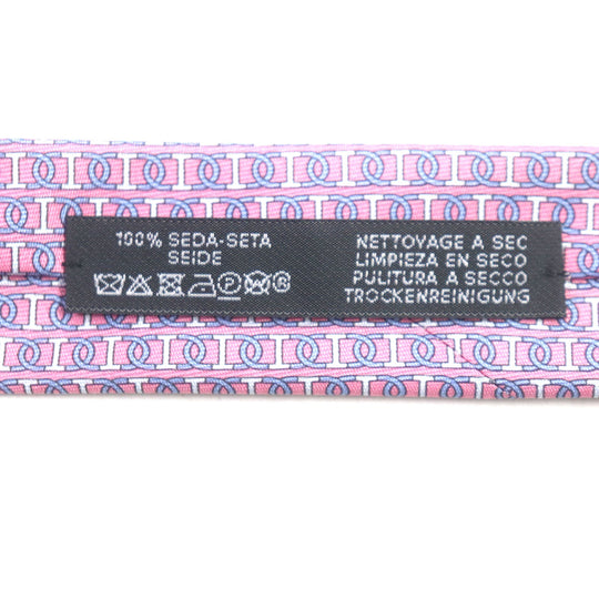 HERMES tie 606134 Main: 100% silk Pink light blue mens Used Authentic
