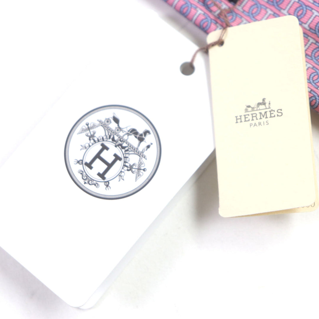 HERMES tie 606134 Main: 100% silk Pink light blue mens Used Authentic