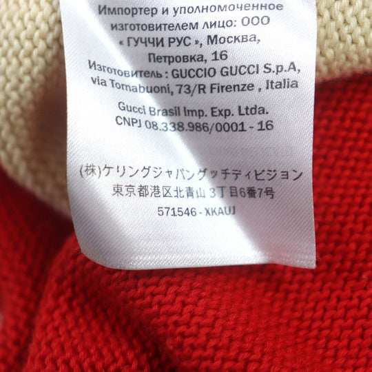 GUCCI Long sleeve polo shirt 571546 Outer material: 100% cotton, embroidery: 100% polyester Cream Red Green mens XL Used Authentic