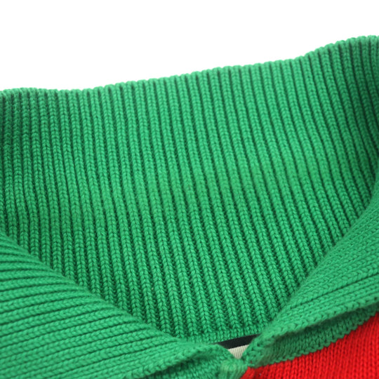 GUCCI Long sleeve polo shirt 571546 Outer material: 100% cotton, embroidery: 100% polyester Cream Red Green mens XL Used Authentic